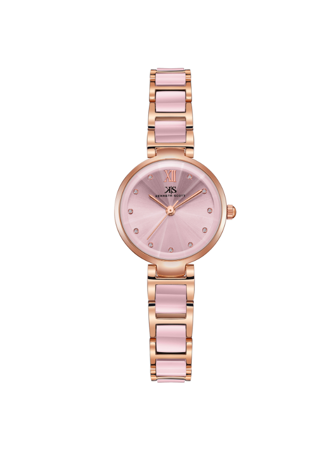 Kenneth Scott Women's Analog Pink Dial Watch - K22531-KCPK