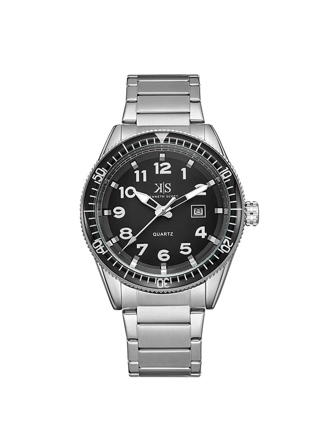 Kenneth Scott Men's Analog Black Dial Watch - K23028-SBSB