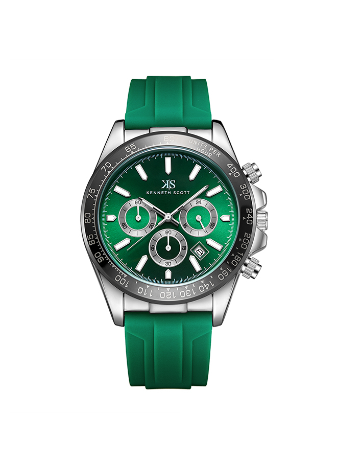Kenneth Scott Men's Chrono & Multi Function Dark Green Dial Watch - K23149-SSHH