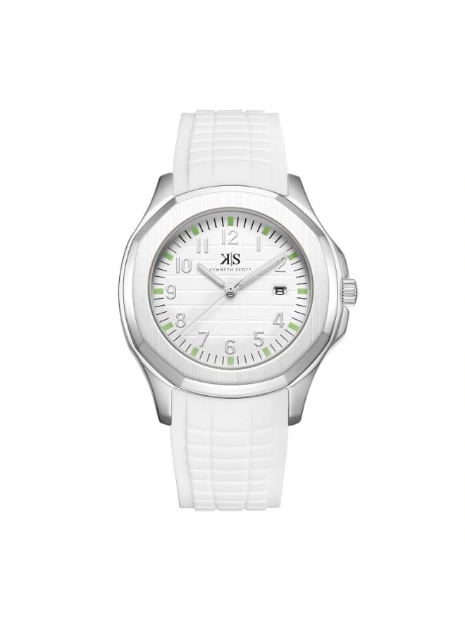 Kenneth Scott Men's Analog White Dial Watch - K24014-SSWW