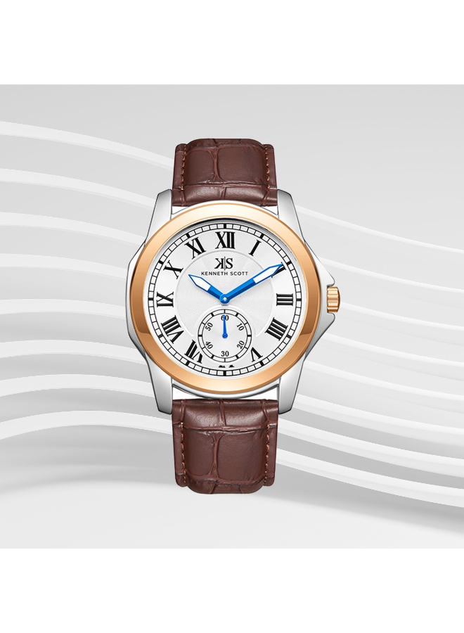 Kenneth Scott Men's Analog White Dial Watch - K24018-KLDW