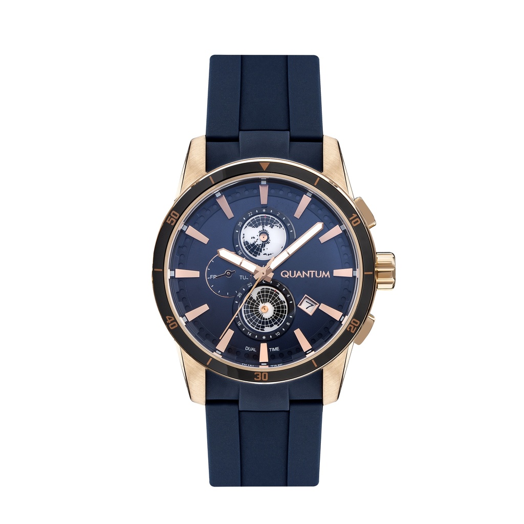 Quantum Men's Multifunction Dark Blue Dial Watch - ADG991.499