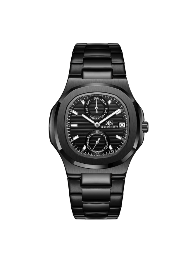 Kenneth Scott Men's Analog Black Dial Watch - K25002-BBBB