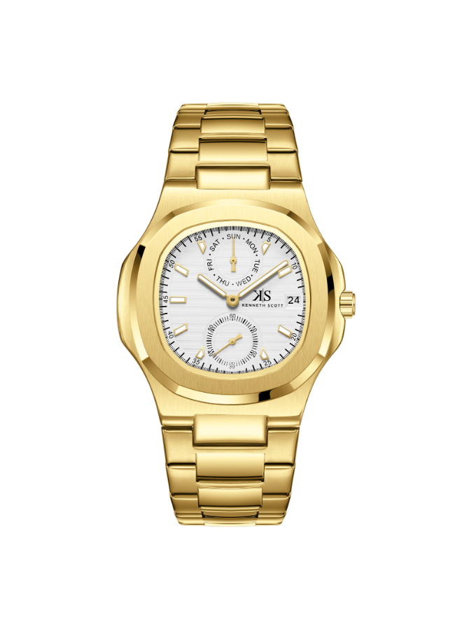 Kenneth Scott Men's Analog White Dial Watch - K25002-GBGW
