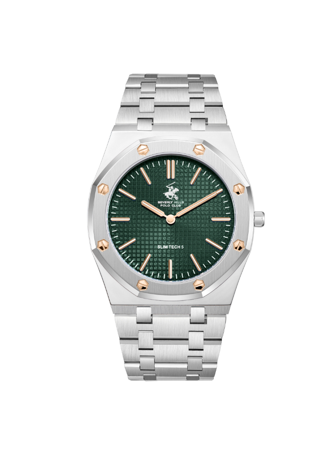 BHPC Gents 2H Fn S.S Case S.S Metal Band GREEN 3435C Dial