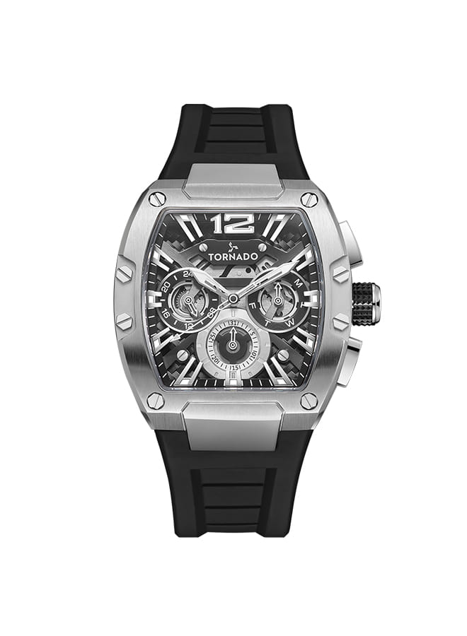 Tornado XENITH Men's Multi Function Black Dial Watch - T23105-SSBB