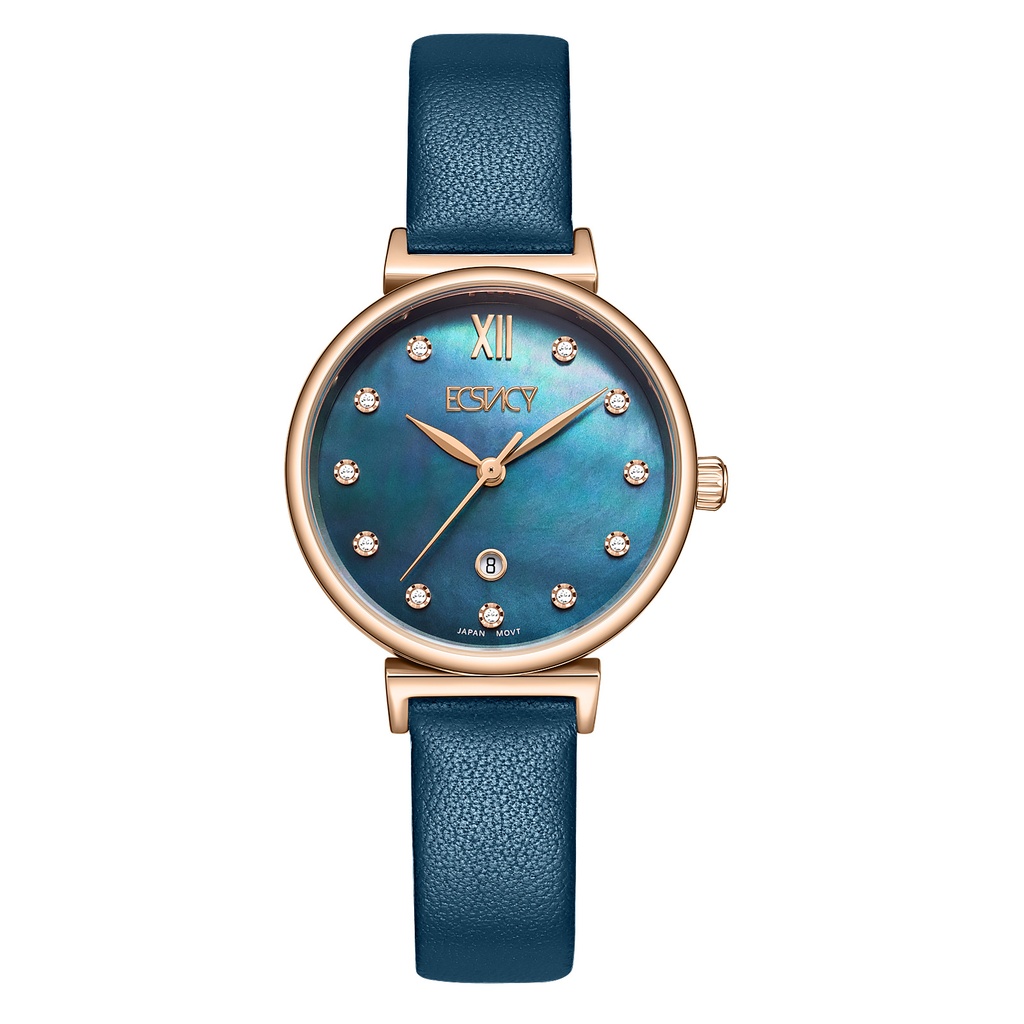 ECSTACY Women GL12 Fn MOP Blue Dial E25507-RLNMN