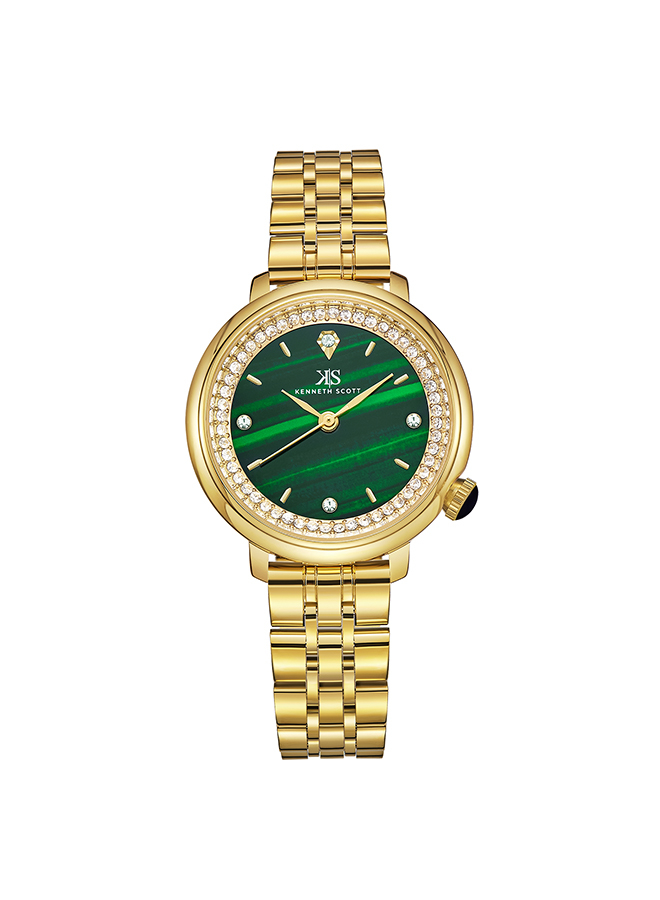Kenneth Scott Women's Analog Green Dial Watch - K23518-GBGH