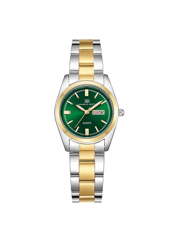 Kenneth Scott Women's Analog Green Dial Watch - K23543-TBTG