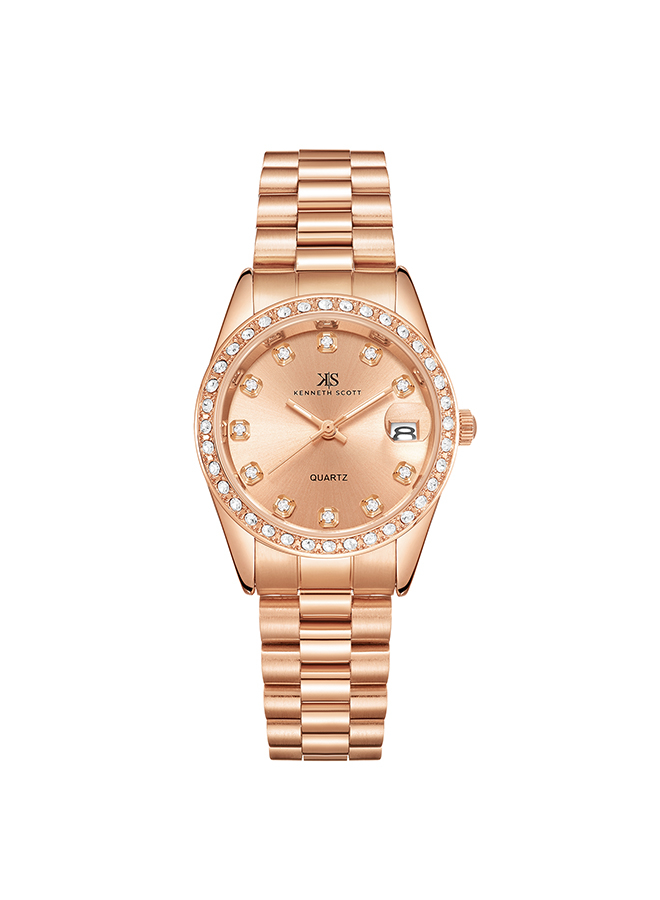 Kenneth Scott Women's Analog Rose Gold Dial Watch - K23545-RBKK