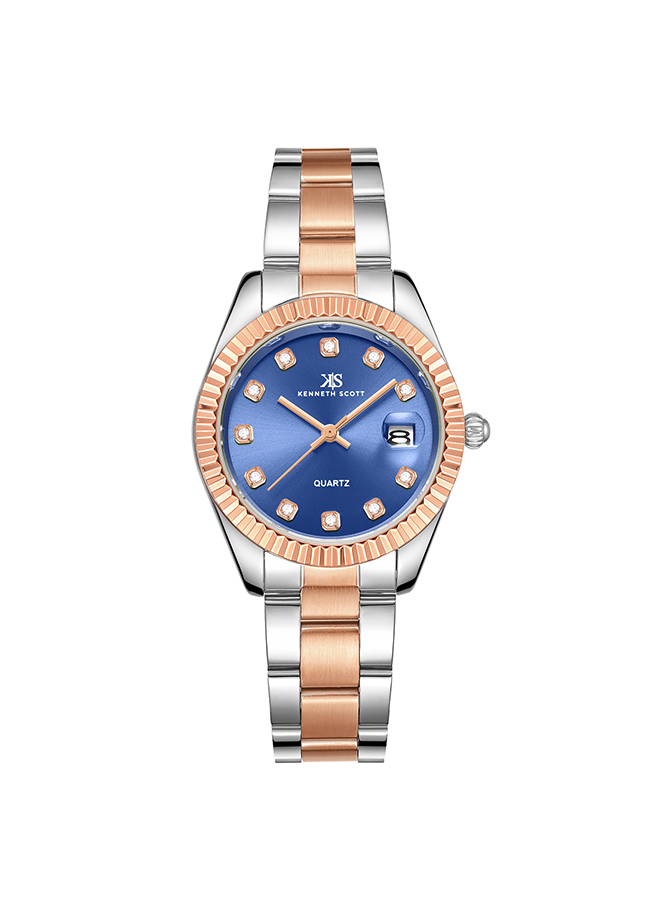 Kenneth Scott Women's Analog Dark Blue Dial Watch - K23546-KBKN