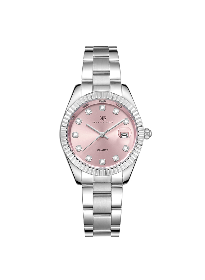 Kenneth Scott Women's Analog Pink Dial Watch - K23546-SBSP