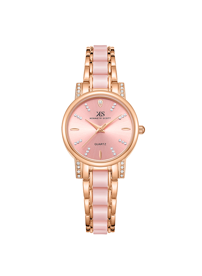 Kenneth Scott Women's Analog Pink Dial Watch - K23547-KCPP