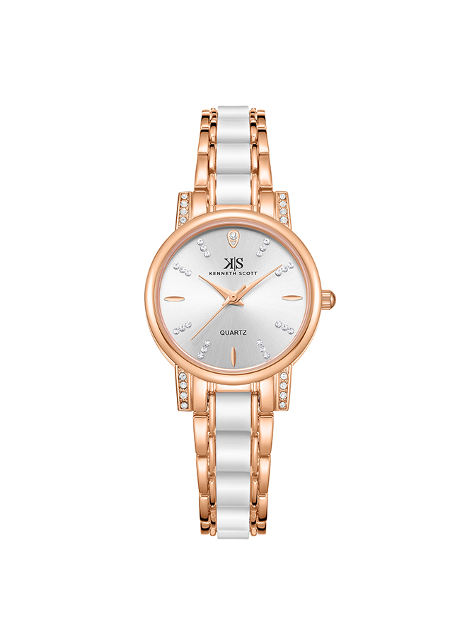 Kenneth Scott Women's Analog White Dial Watch - K23547-KCWW