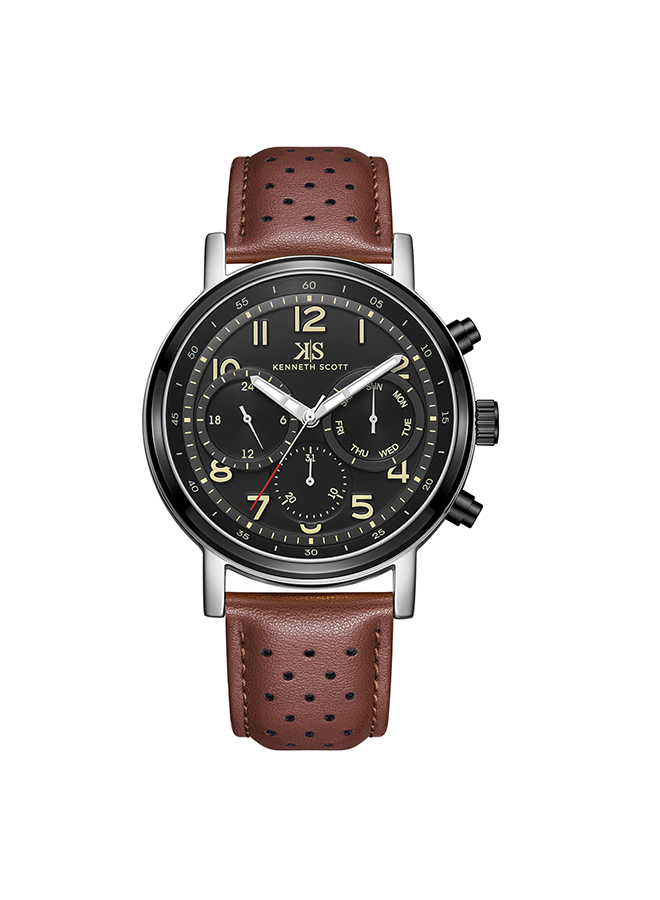 Kenneth Scott Men's Analog Black Dial Watch - K24119-QLDB