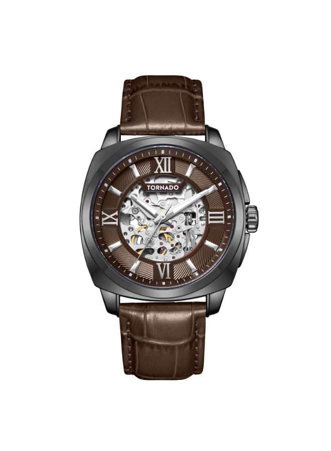 TORNADO AUTONOVA Men's 8N24 Movement Watch, Automatic Display and Stainless Steel Strap - T7316-XLDD, Choclate Brown