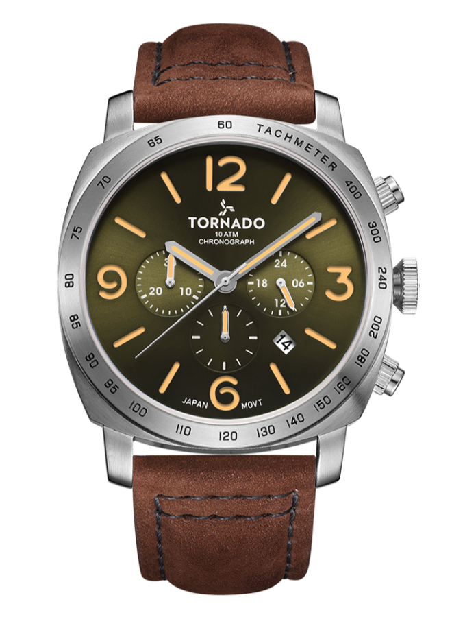 TORNADO LUMINA CHRONOSPHERE Men's Chronograph Green Dial Watch - T9102-SLDH