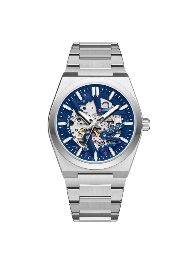 BEVERLY HILLS POLO CLUB Men's Automatic Skeleton Dark Blue Dial Watch - BP3731X.390