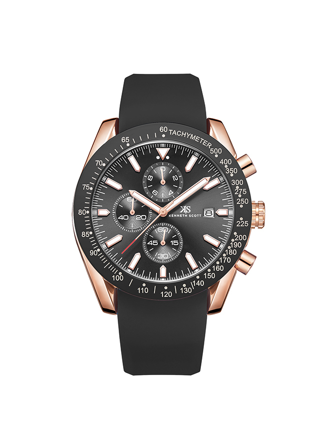 Kenneth Scott Men's Chrono & Multi Function Black Dial Watch - K23148-RSBB
