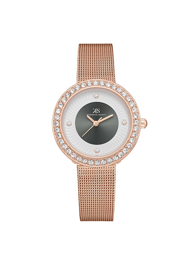 Kenneth Scott Women's Analog Grey Dial Watch - K23535-RMKX
