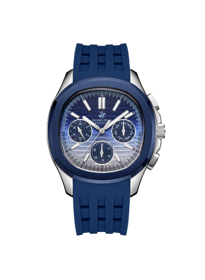 BHPC Gents  MULTIFUNCTION  S.S/IP BLUE Case BLUE 289C SILICON Band BLUE 289C TO SILVER Dial