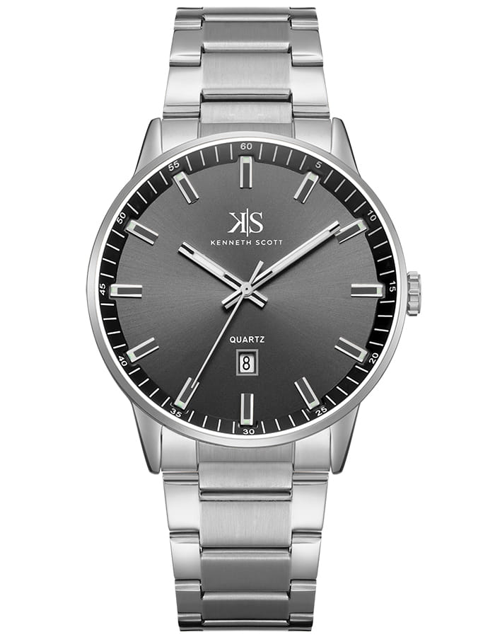 Kenneth Scott Men's Analog Black Dial Watch - K22010-SBSB