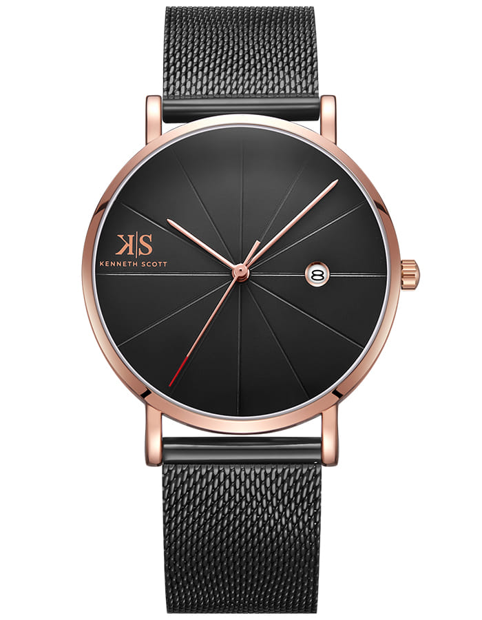 Kenneth Scott Men's Analog Black Dial Watch - K22013-KMBB