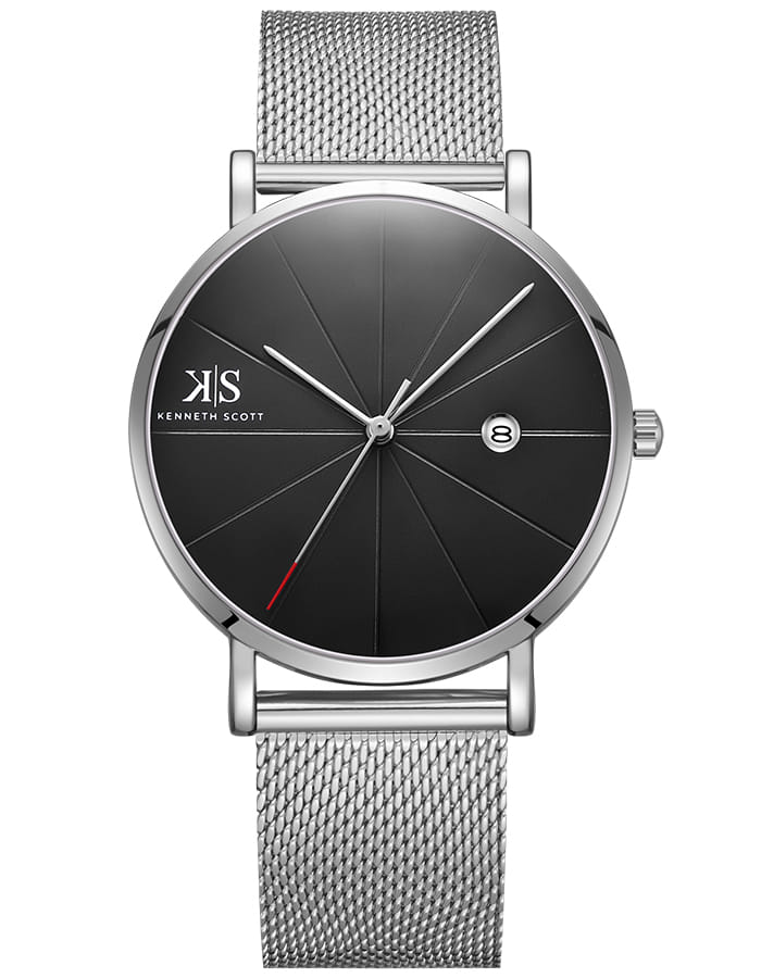 Kenneth Scott Men's Analog Black Dial Watch - K22013-SMSB