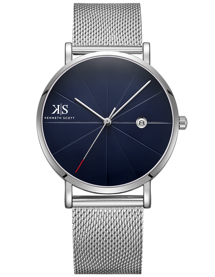 Kenneth Scott Men's Analog Blue Dial Watch - K22013-SMSN