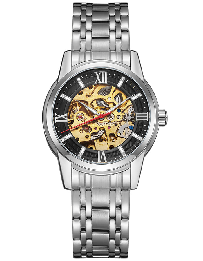 Kenneth Scott Men's Mechanical Black Dial Watch - K22311-SBSB