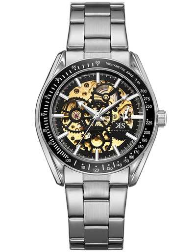[K22312-SBSB] Kenneth Scott Men's Mechanical Black Dial Watch - K22312-SBSB