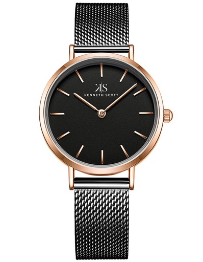 [K22519-KMBB] Kenneth Scott Women's Analog Black Dial Watch - K22519-KMBB