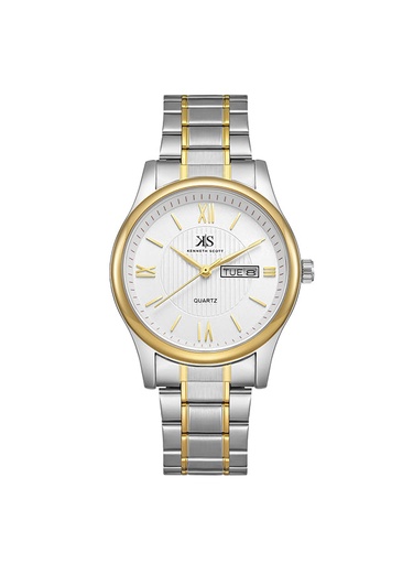 [K23029-TBTW] Kenneth Scott Men's Analog White Dial Watch - K23029-TBTW