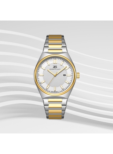 [K24016-TBTW] Kenneth Scott Men's Analog White Dial Watch - K24016-TBTW