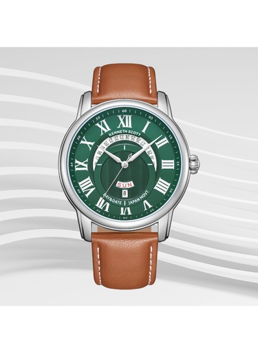 [K24020-SLEH] Kenneth Scott Men's Analog Green Dial Watch - K24020-SLEH