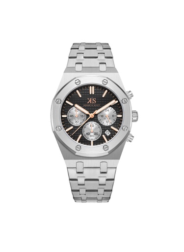 [K24112-SBSB] Kenneth Scott Men's Multi Function Black Dial Watch - K24112-SBSB