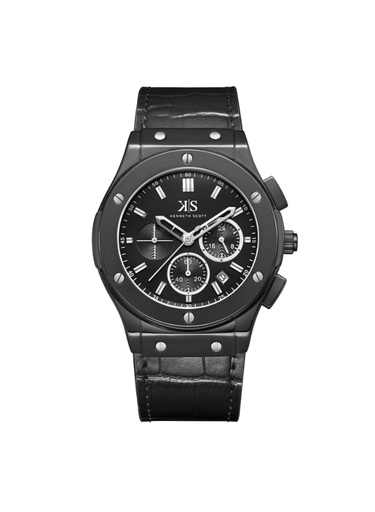 [K24115-BLBB] Kenneth Scott Men's Multi Function Black Dial Watch - K24115-BLBB