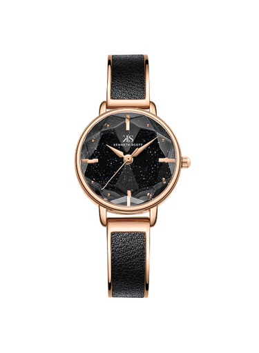 [K23503-RBBB] Kenneth Scott Ladies analog Rose Gold Case Black Metal Band Black Dial