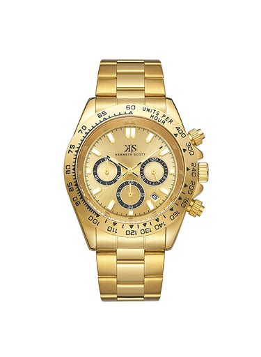 [K23123-GBGC] Kenneth Scott Men's Multi Function Champagne Dial Watch - K23123-GBGC