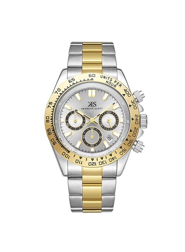 [K23123-TBTW] Kenneth Scott Men's Multi Function White Dial Watch - K23123-TBTW