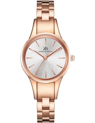 [K22517-KBKW] Kenneth Scott Ladies Analog TT RG/Silver Case TT RG/Silver Metal Band White Dial