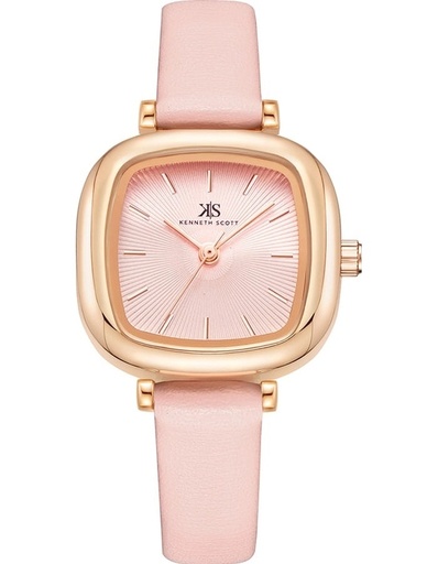 [K22525-KLPP] Kenneth Scott Ladies Analog TT RG/Silver Case Pink Leather strap Pink Dial