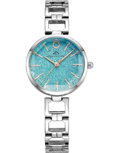 [K23514-SBSL] Kenneth Scott Ladies analog Silver Case Silver Metal Band Blue Dial