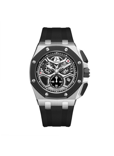 [T25103-SSBB] TORNADO Men's Chronograph Black Dial Watch - T25103-SSBB