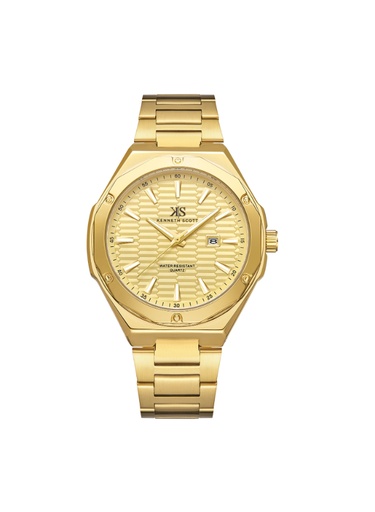 [K23026-GBGC] Kenneth Scott Men's Analog Champagne Dial Watch - K23026-GBGC