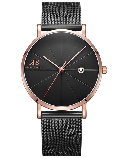 [K22013-KMBB] Kenneth Scott Men's Analog Black Dial Watch - K22013-KMBB